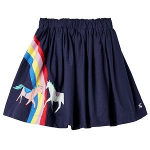 Joules Ariel Rainbow and Unicorn Appliqué Skirt NWOT
